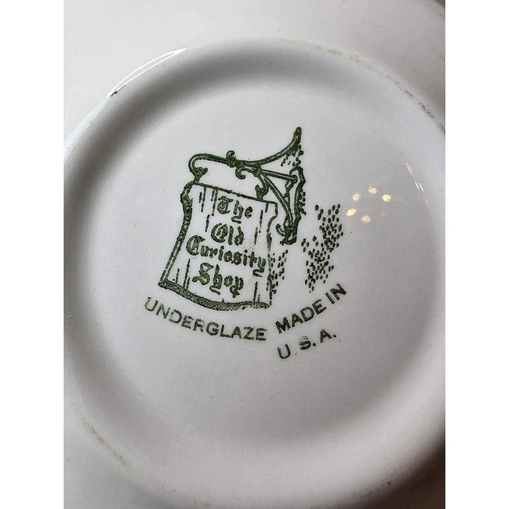 Vintage Green Transferware Teapot Bread and Butter‎ Plates Set of 6 6.25 Inch A2